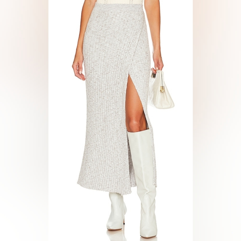 Free People Gray Ribbed Skirt